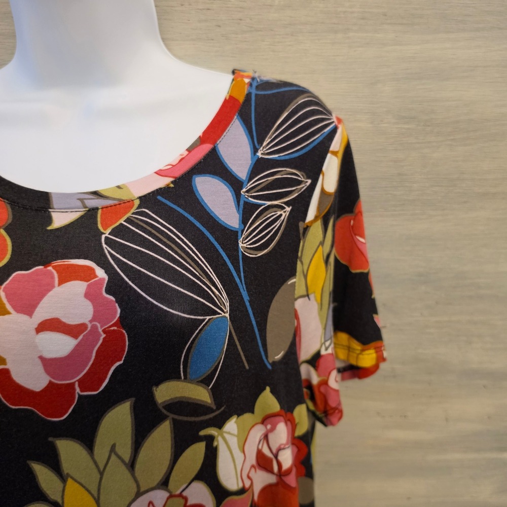 Spense Colorful Floral Print Scoop Neck Slit Side Maxi Dress Size Large GC - Picture 3 of 7
